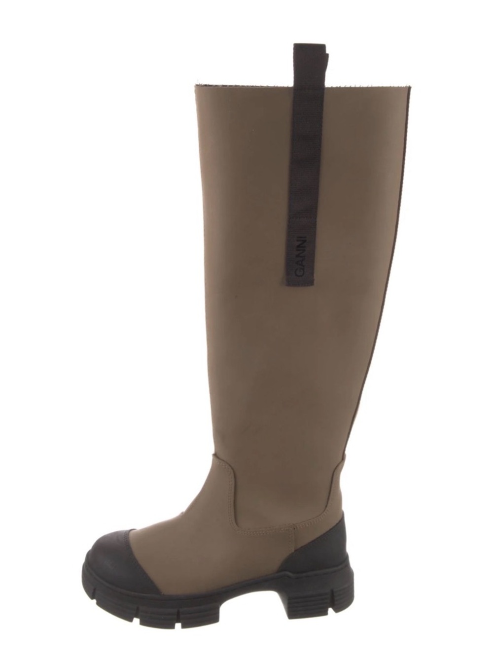 Ganni Country Rubber Over-the-Knee Lug Sole Boots with Black Accents